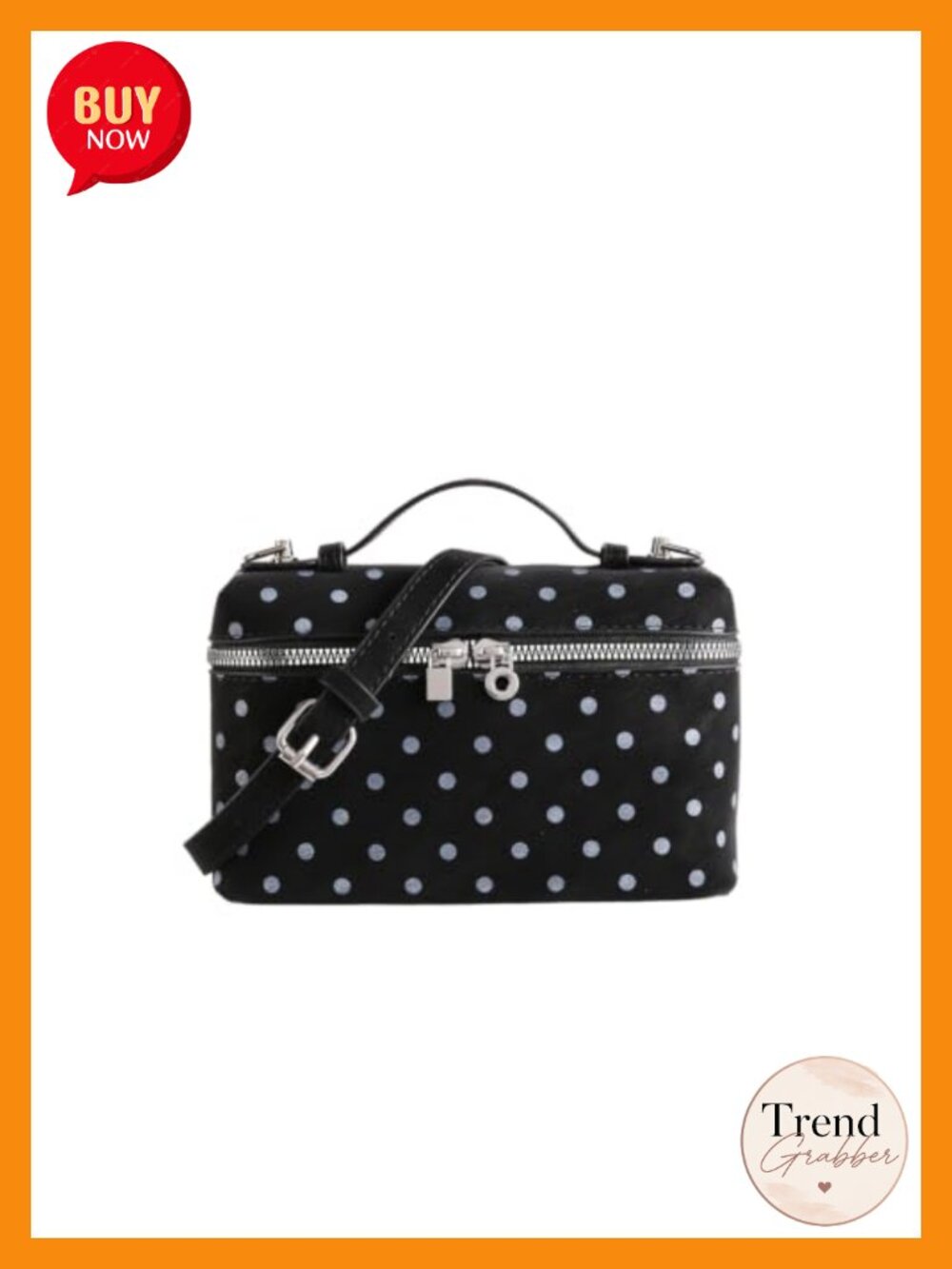 Faux Leather Crossbody Top Handle Clutch Mini Bag Polka Dot